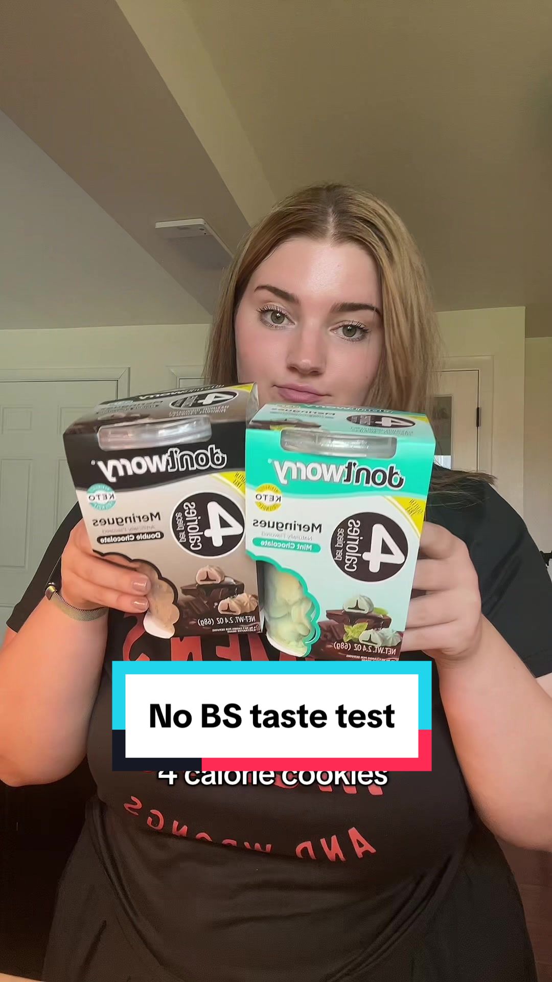 TikTok post by @mylifefriday for dontworrysnacks. Caption reads: No BS review of the 4 calories “cookies” from....