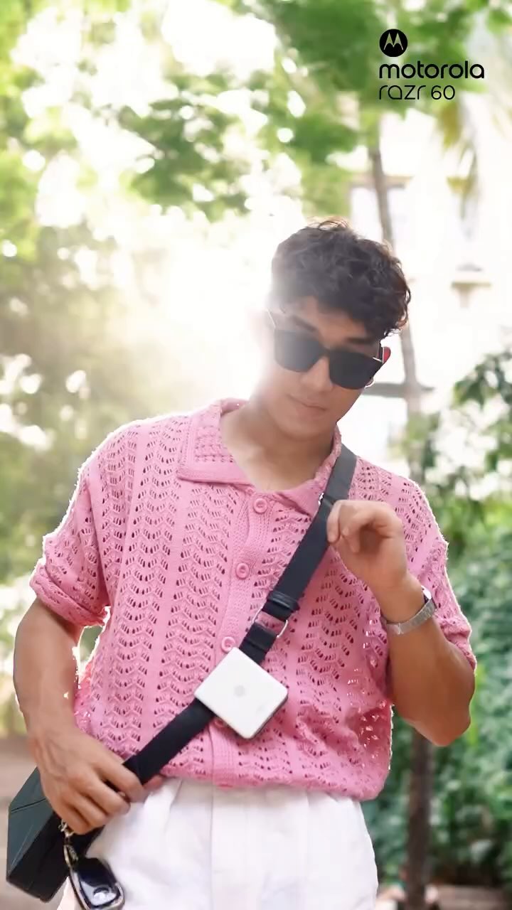 Instagram post by @theakashthapa for Motorola. Caption reads: Fold, flip, and hit that Dangerously Cool beat 🎶,....