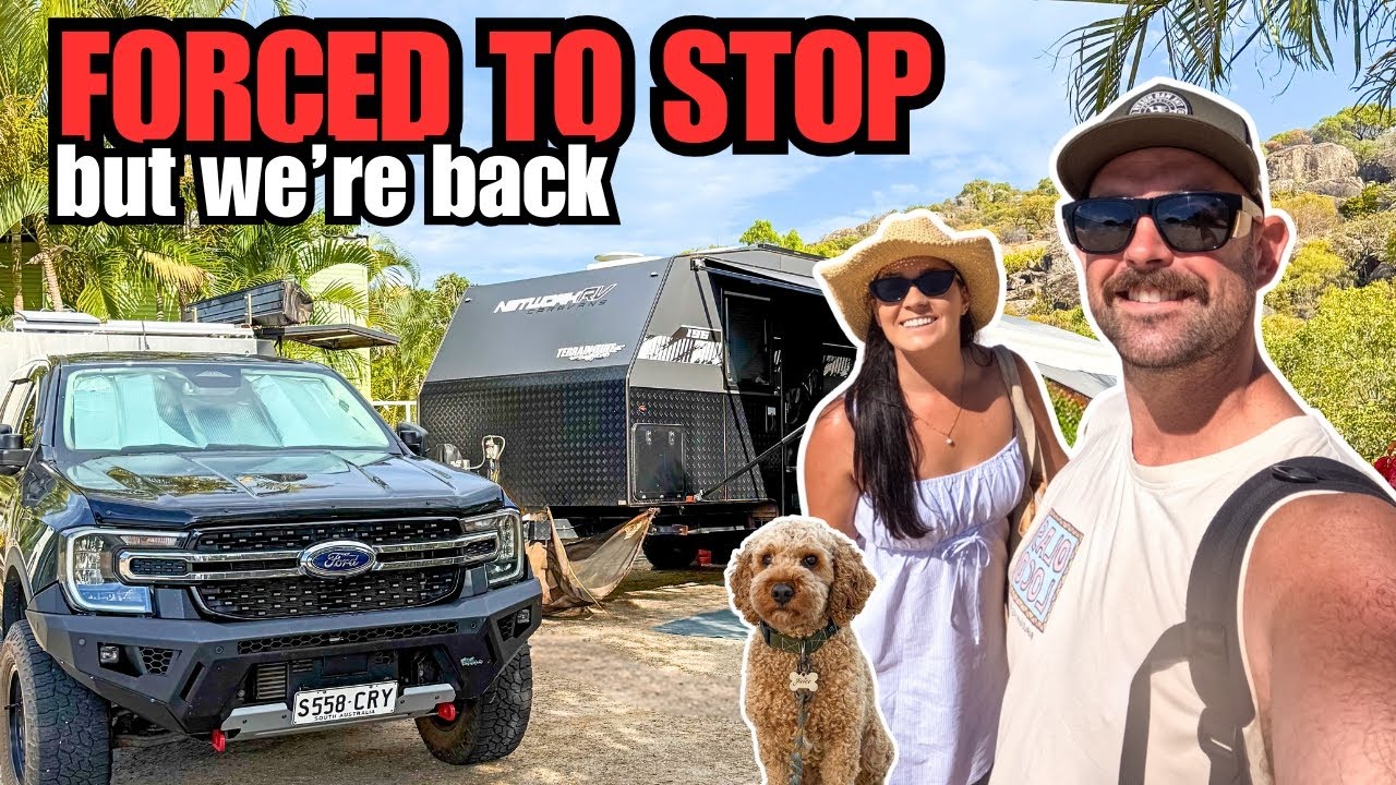 YouTube post by @CaravanAdventureAus for The Collagen. Caption reads: Longest UNPLANNED BREAK we’ve ever had.. | Travel....