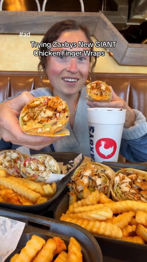 Instagram post by @morganchomps for Zaxby's. Caption reads: #ad @realzaxbys just entered the wrap game with....