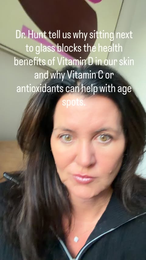 Instagram post by @courtneyhuntmd for Freskincare. Caption reads: Glass is not sunlight. When you sit behind a....