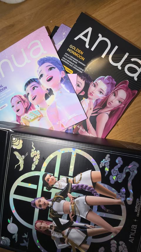 Instagram post by @arienne.makeup for Anua. Caption reads: MASCHERE VISO DI @anua_global x K-POP DEMON•....