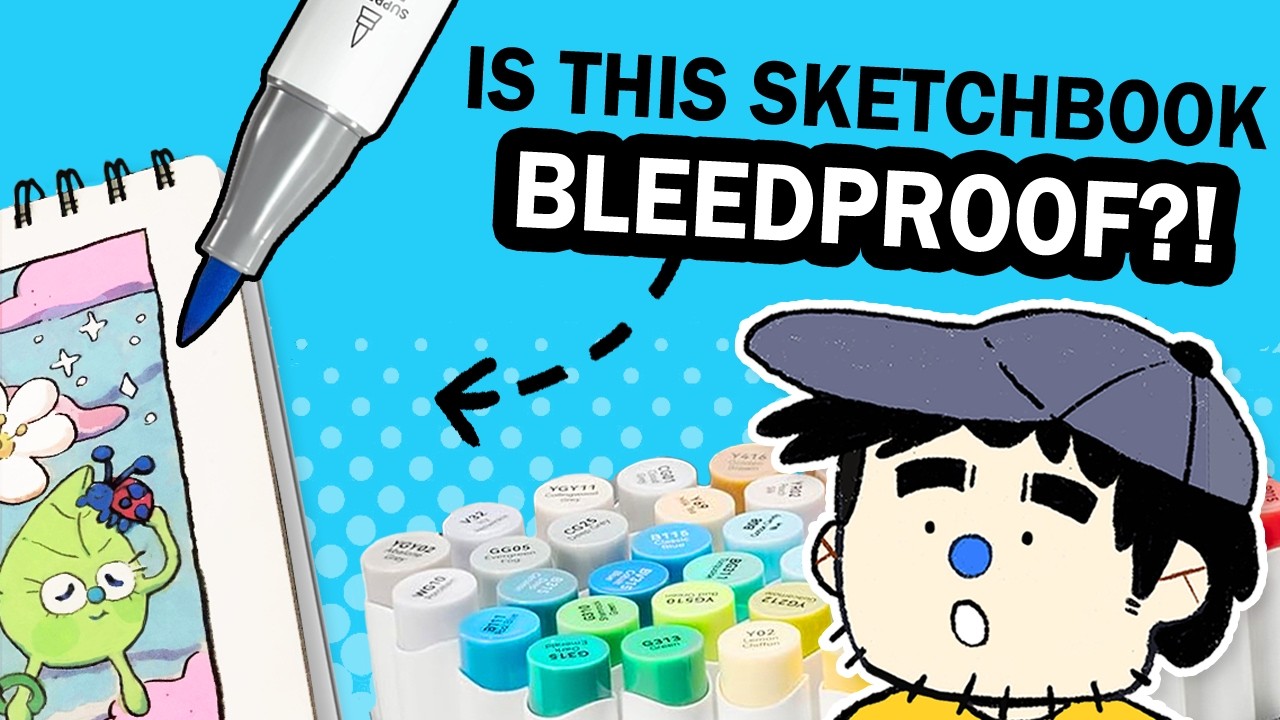 YouTube post by @DoodleDate for Ohuhu. Caption reads: Is This Sketchbook ACTUALLY Bleedproof? (Ohuhu).