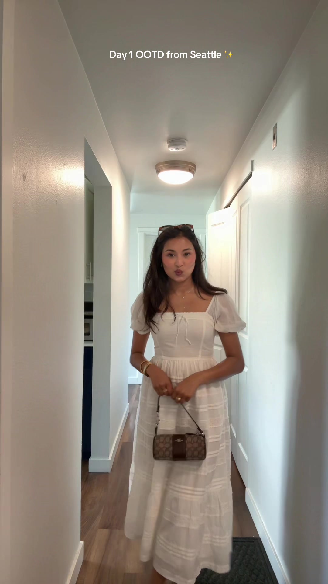 TikTok post by @aakrisharegmi for Abercrombie & Fitch. Caption reads: [...] check from Seattle ✨ Outfit from....