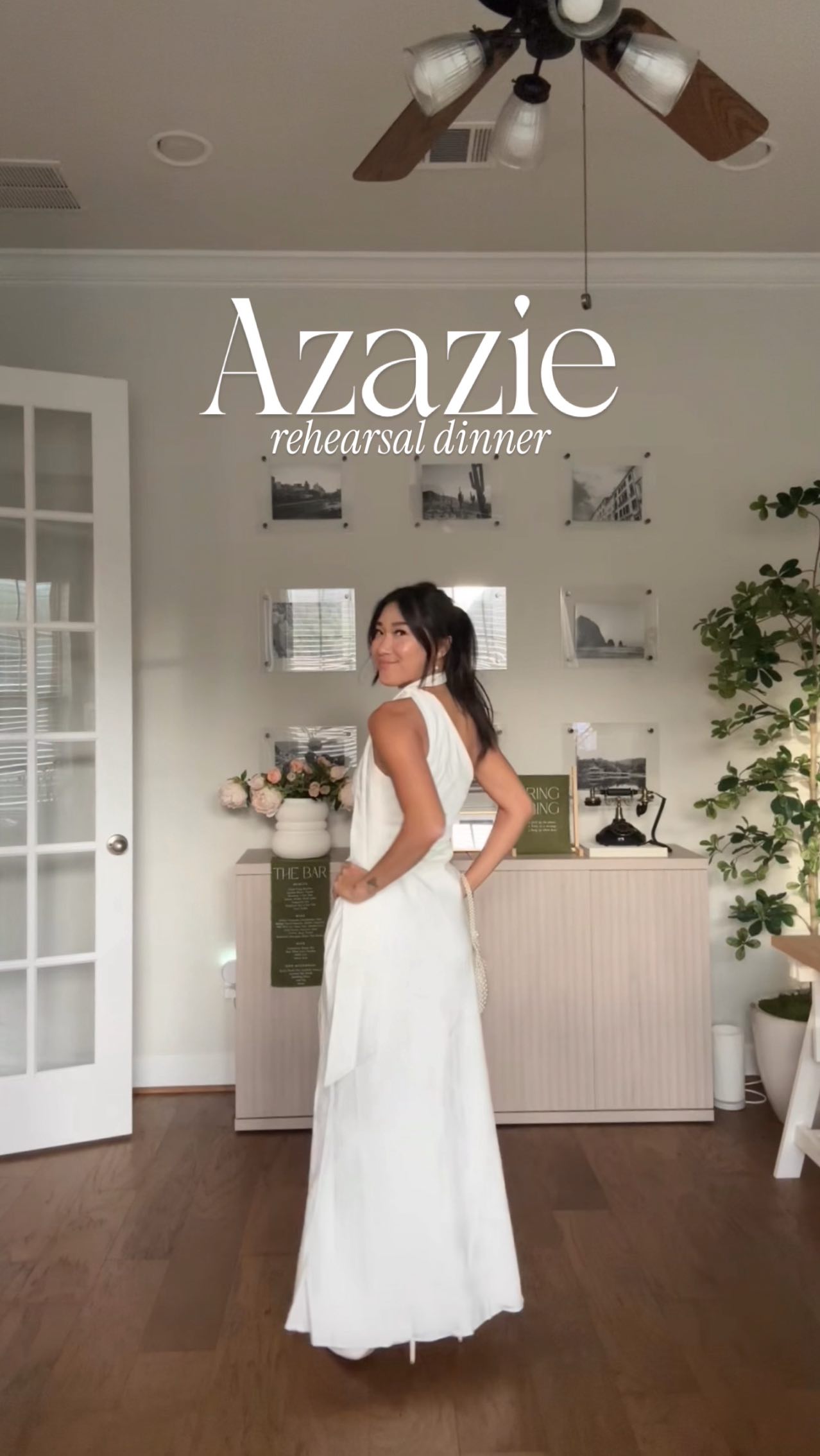 Instagram post by @karen.lao for Azazie. Caption reads: oop I slapped the daylight out of this video 🌞....