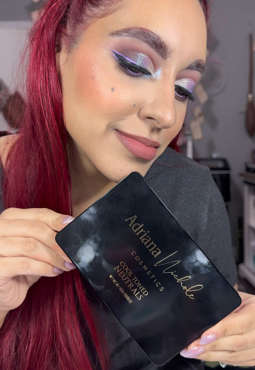 TikTok post by @itspriscillamariemua for Adriana Nichole Cosmetics. Caption reads: @Adriana Nichole Cosmetics....