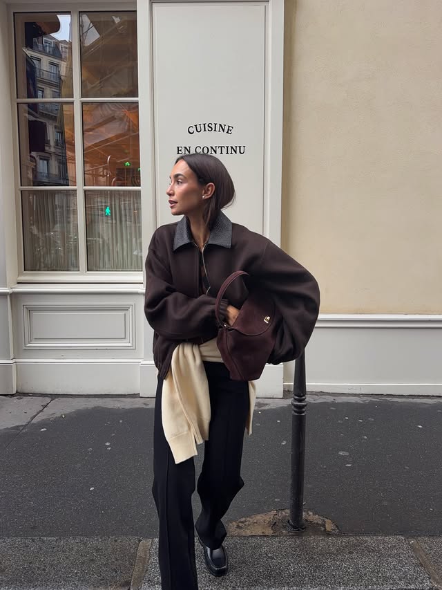 Instagram post by @blancaarimany for Sandro Paris. Caption reads: [...] officially fall in Paris - styled in....