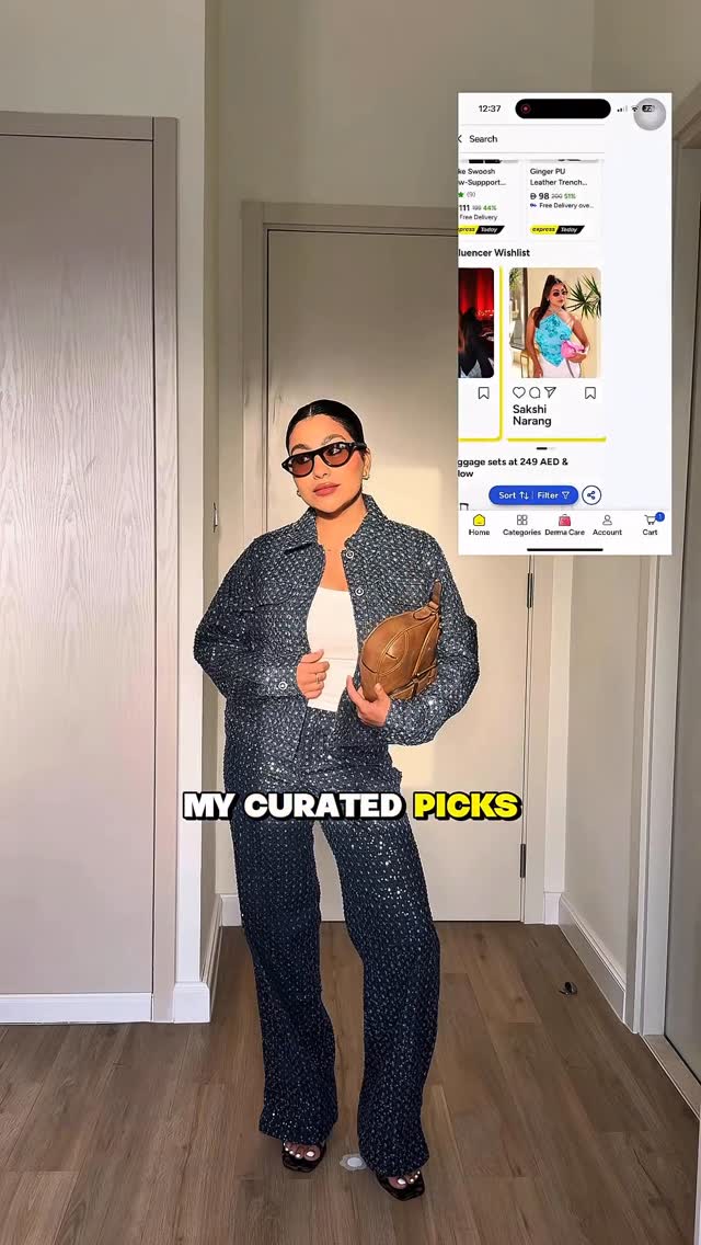 Instagram post by @sakshinarangofficial for Noon. Caption reads: One of the looks from my actual noon wishlist✨....