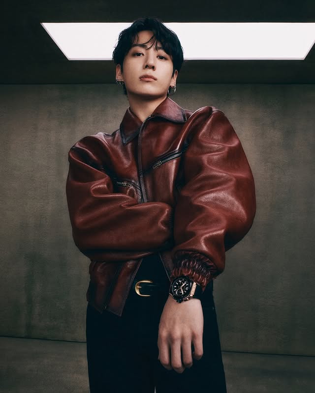 Instagram post by @senatusnet for Hublot. Caption reads: #HublotxJungKook @Hublot has officially named....