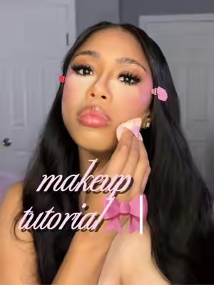 TikTok post by @kataishakidd for KimChi Chic Beauty. Caption reads: [...] @Huda Beauty “peach pie” and @KimChi Chic....