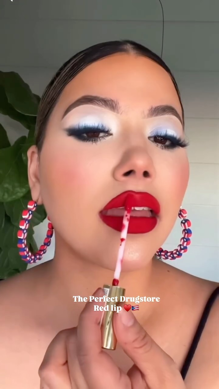 Instagram post by @glambymeli for Milani Cosmetics. Caption reads: The Perfect Red lip♥️🇵🇷 @milanicosmetics #milani....