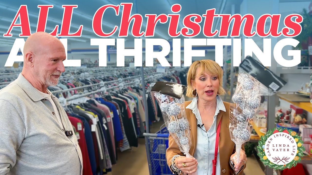 YouTube post by @LindaVater for Zazzle. Caption reads: ALL THRIFTING, ALL CHRISTMAS 🎄✨ | Holiday Decor +....