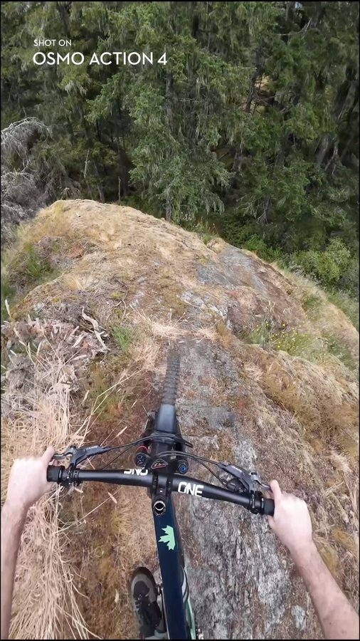 Instagram post by @jordanchaplinmtb for Bikes. Caption reads: Rolling steep rock slabs with my DJI Osmo Action....