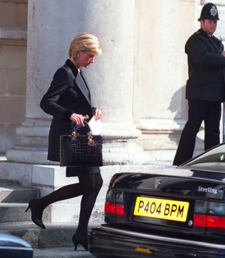 Instagram post by @90sanxiety for DKNY. Caption reads: Happy Birthday to Princess Diana, the icon would....