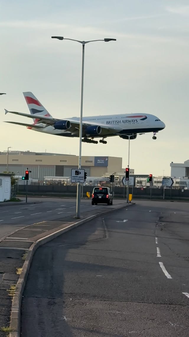 Instagram post by @elemer.aviation for British Airways. Caption reads: British Airways Airbus A380 ✈️🇬🇧
.
.
.
.
#airbus....