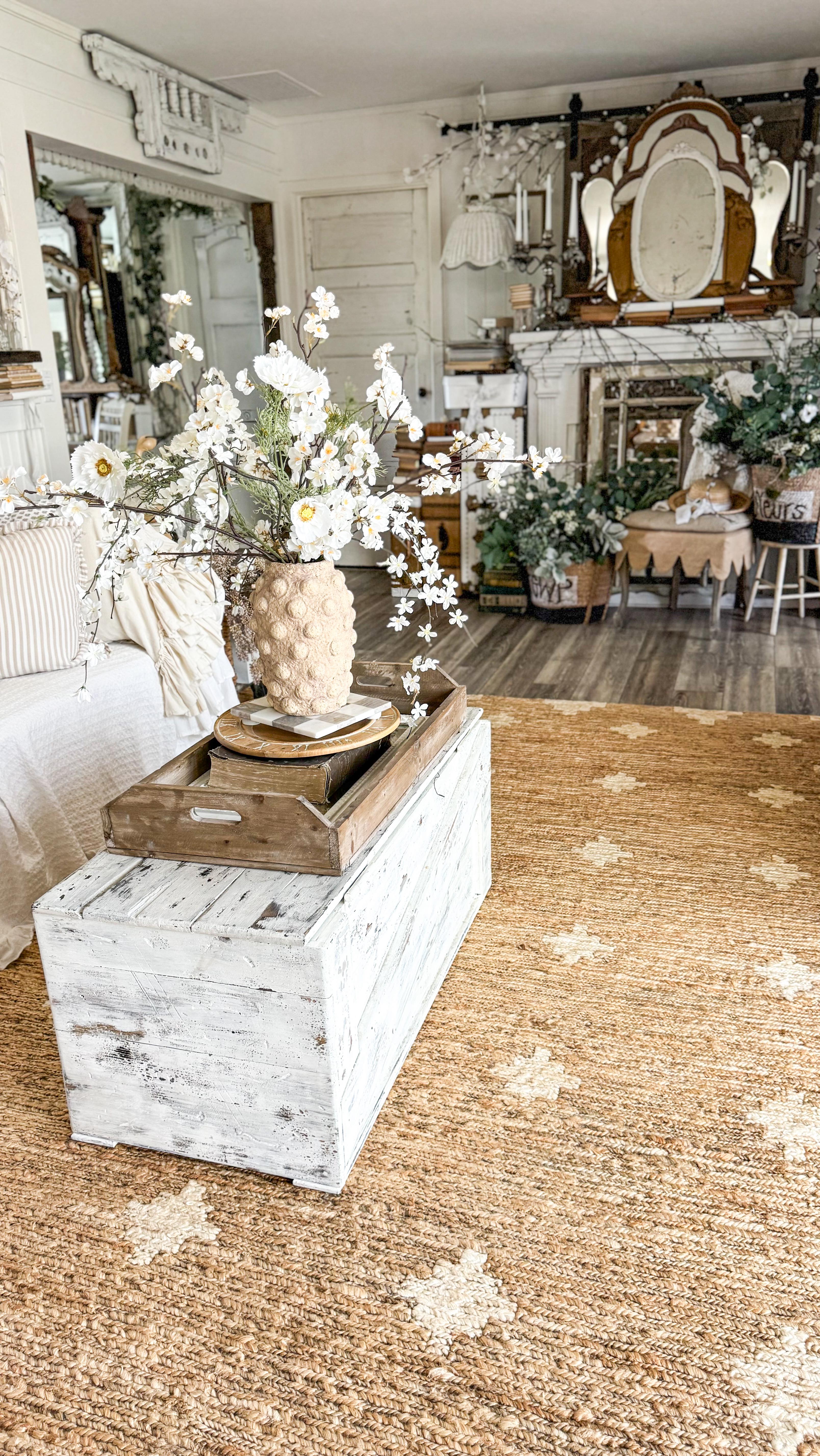 Instagram post by @thegeorgianwhitepoppy for Revival Rugs. Caption reads: A summer refresh rug that you will love all year.....