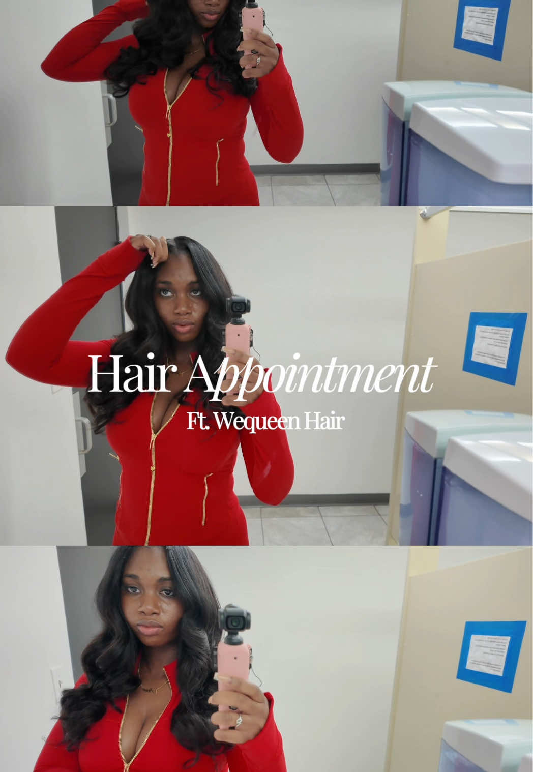 TikTok post by @therealanc for Wequeen. Caption reads: Hair Appointment Ft. @Wequeenhair @Wequeen store....