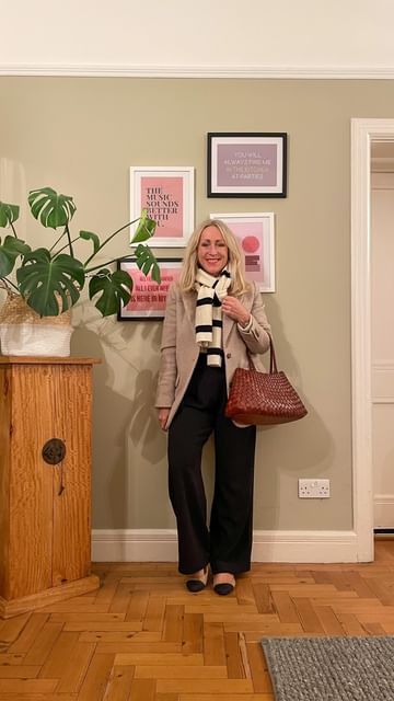 Instagram post by @whatkathydidnext for Baukjen. Caption reads: Ad| Scarf 🧣 season is here - I do love a good....