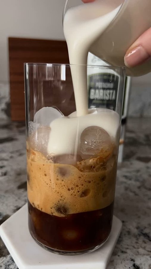 Instagram post by @therootedblonde for Elmhurst 1925. Caption reads: .
Pistachio shaken espresso 
aka your favorite....