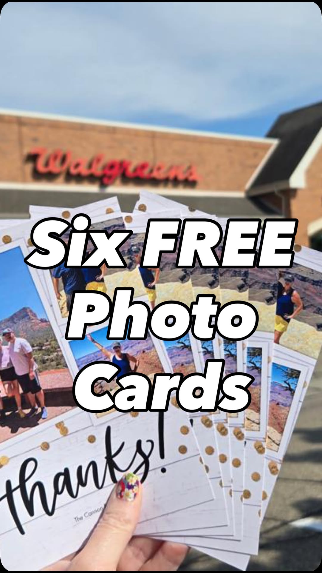 Instagram post by @hip2save for Walgreens. Caption reads: ✨NEW FREEBIE✨ Score 6 FREE photo cards at....