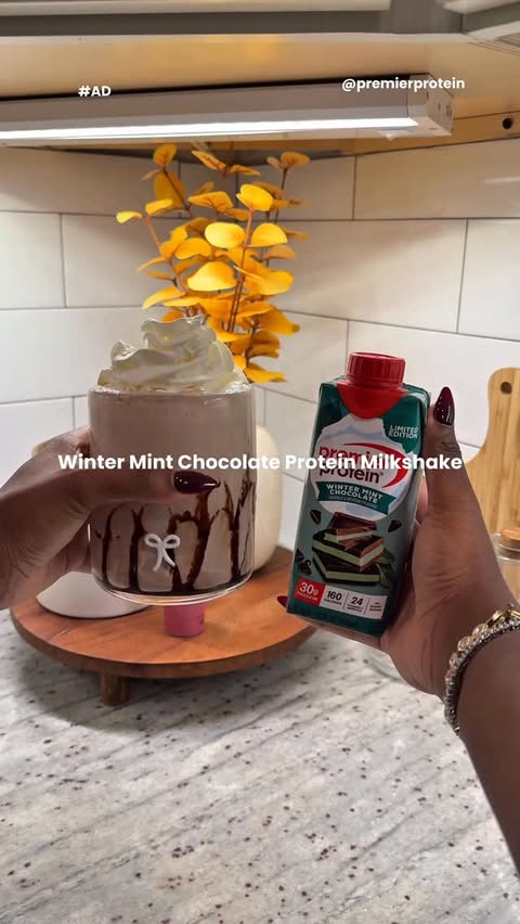 Instagram post by @itsdayswithdae for Premier Protein. Caption reads: [...] treat so I made a milkshake using a Premier....