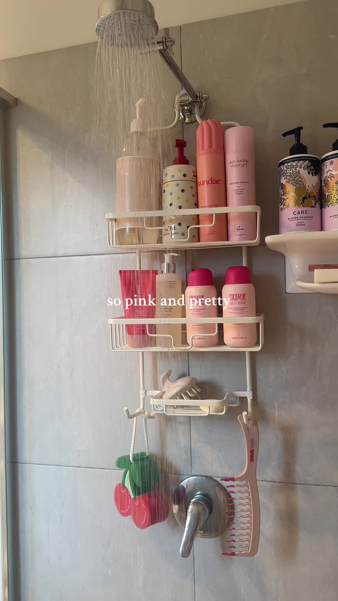 TikTok post by @skincareandbeautylover for Alya Skin. Caption reads: oh how i love my pink shower 😋🎀 @Wild Refill....