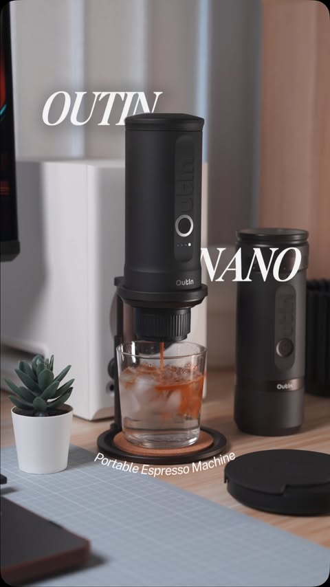 Instagram post by @_lifeofsx for OutIn. Caption reads: [...] espresso at your desk possible . The outin....