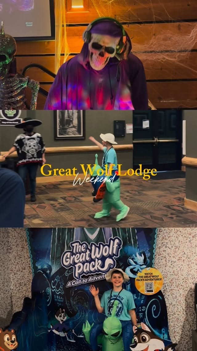 Instagram post by @gabrielleirion for Great Wolf Lodge. Caption reads: Unforgettable weekend at @greatwolflodge 🐺❤️ The....