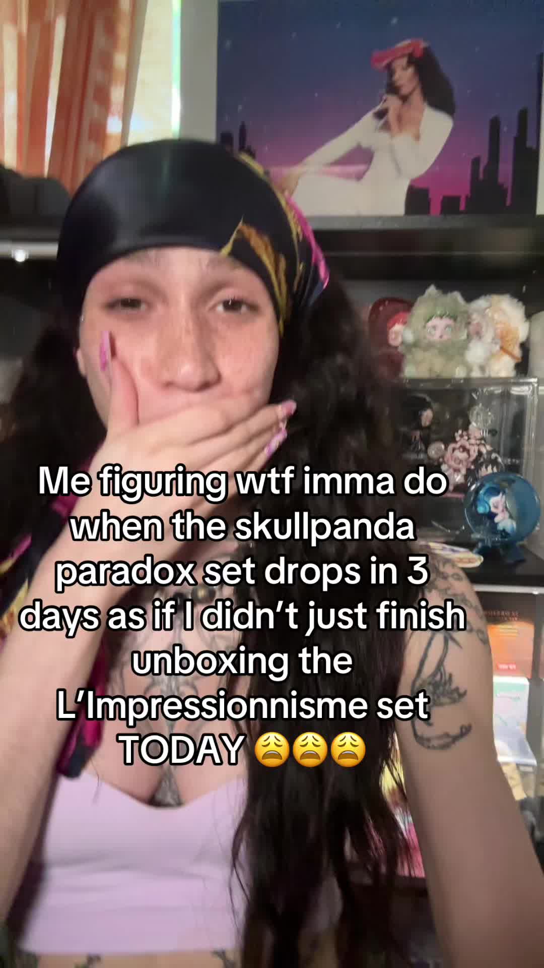 TikTok post by @piminxp for Pop Mart. Caption reads: Somebody gotta be the fabbest unboxer tho 😹😹....