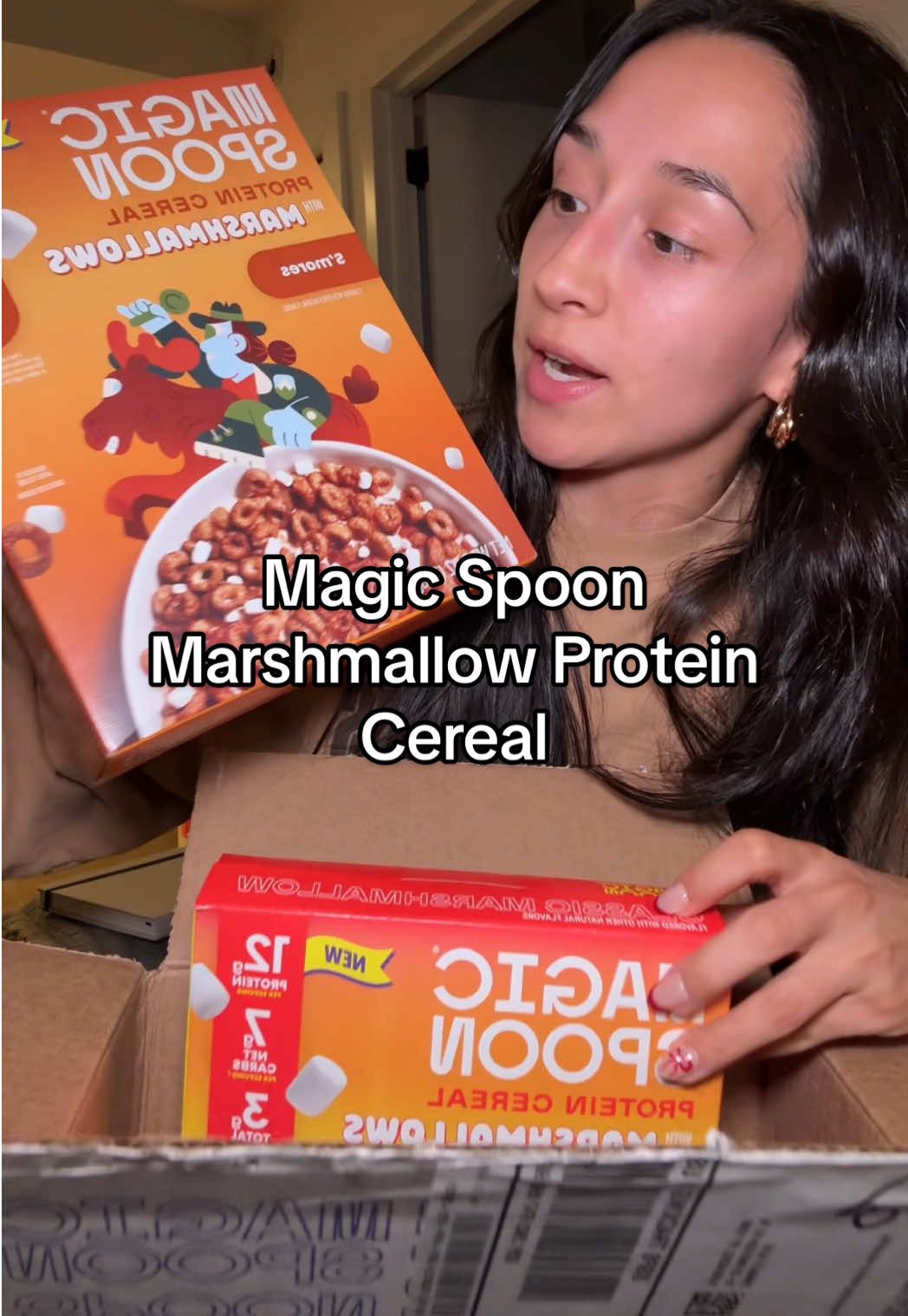 TikTok post by @selfcarequeen.em for Magic Spoon. Caption reads: [...] in their cereal?! @Magic Spoon....