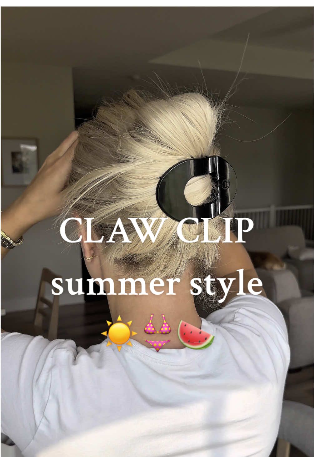 TikTok post by @sarahphil_ for TELETIES. Caption reads: [...] perfect claw clip summer style ☀️👙🍉....