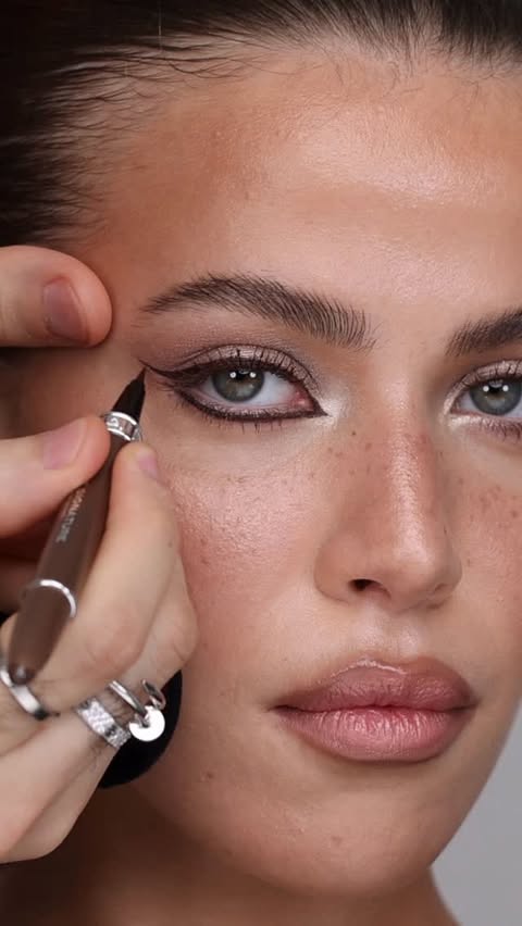 Instagram post by @maiyackout_ for NABLA Cosmetics. Caption reads: NYE: Dramatic Liner 🤎 featuring @maiyackout_....