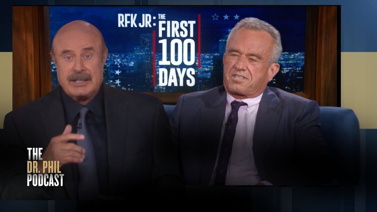 YouTube post by @TheDrPhilPodcast for Echo Water. Caption reads: RFK Jr: The First 100 Days – A Special Edition |....