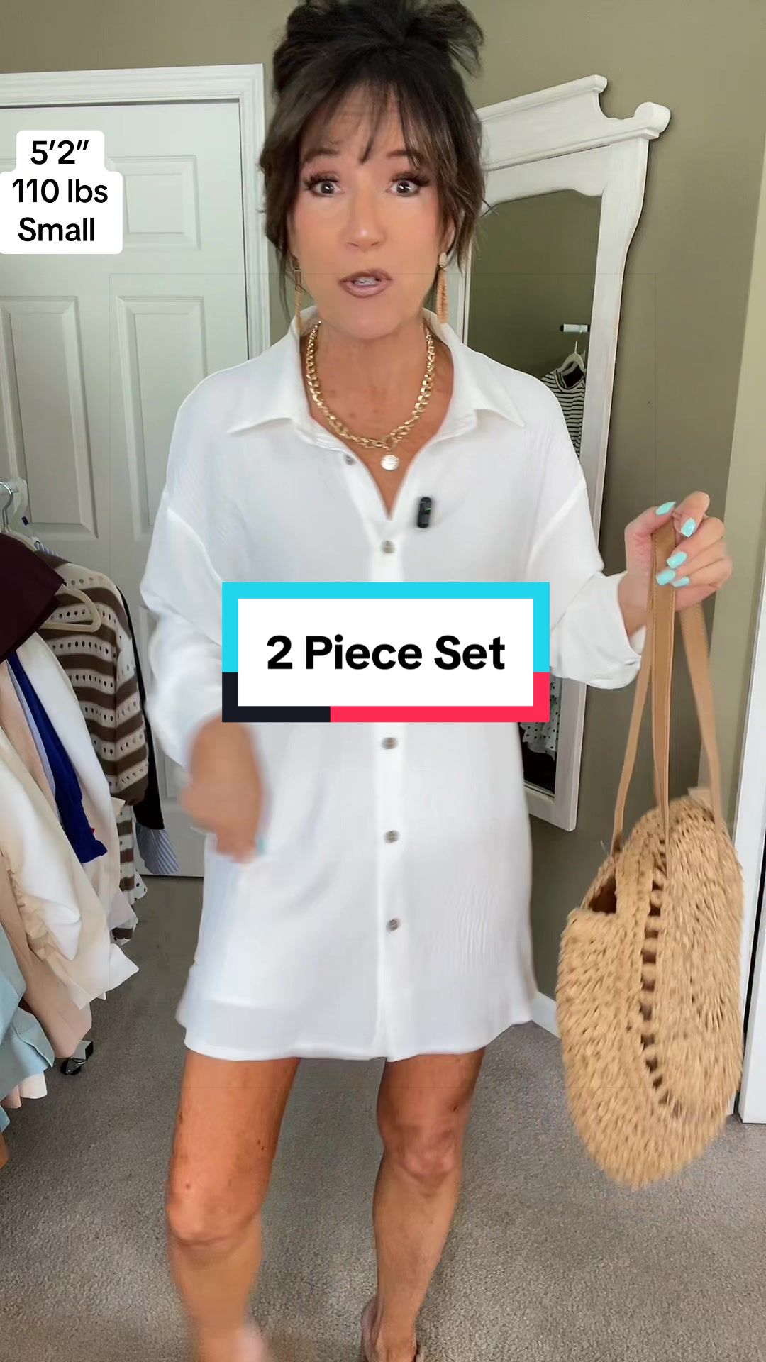 TikTok post by an influencer for Fisoew Clothing Co.. Caption reads: [...] Pick your fave color! @Fisoew Clothing Co.....