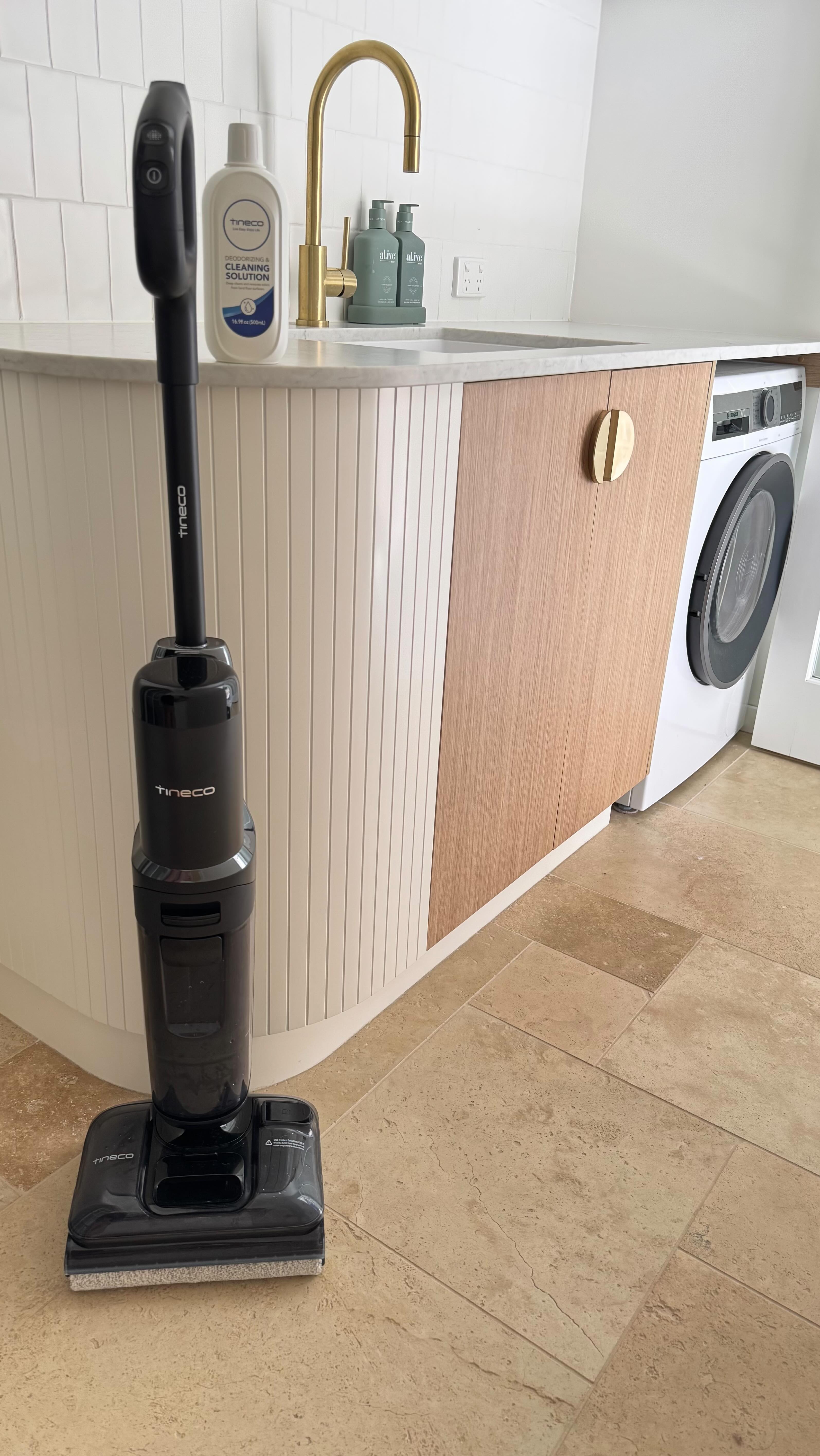 Instagram post by @coastal.hills.haven for Tineco. Caption reads: House looks clean right? Wrong! I have been....