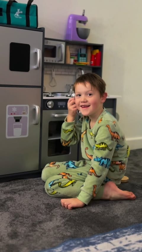 Instagram post by @bronnenrichards for Wowcher. Caption reads: [...] is this wooden play kitchen from @wowcher....