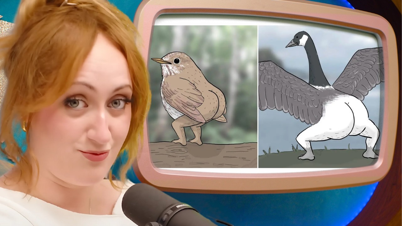 YouTube post by @BroskiReport for GLAAD. Caption reads: Leg Cramps & Bird Anatomy.