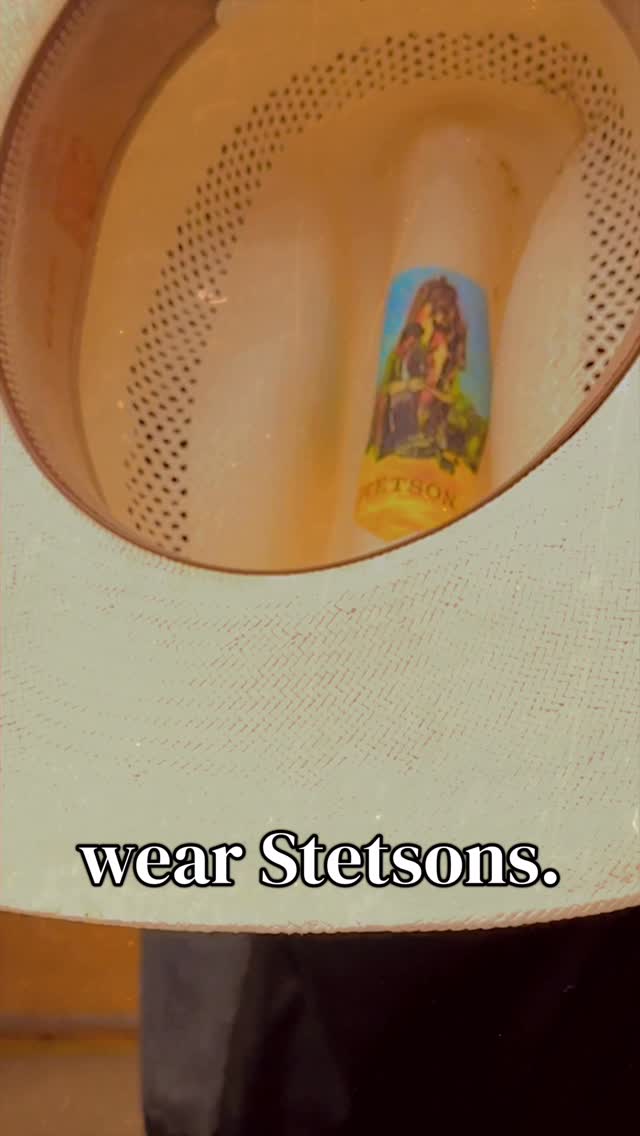 Instagram post by @dunkishrock for Stetson. Caption reads: Funny thing about a cowboy hat… it don’t just sit....