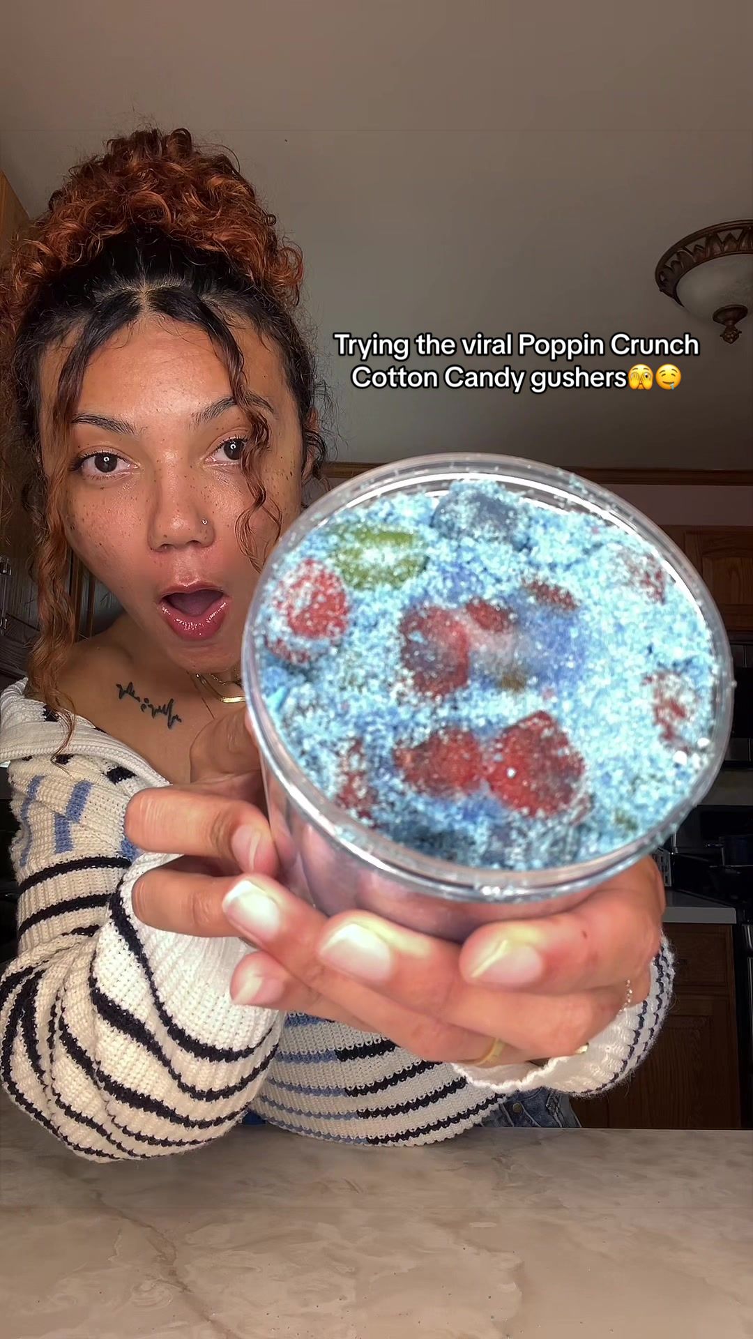 TikTok post by @defined.by.destinee for Poppin Crunch. Caption reads: @PoppinCrunch ARE WE JOKING RN?!??🙄 WHAT HAVE YOU....