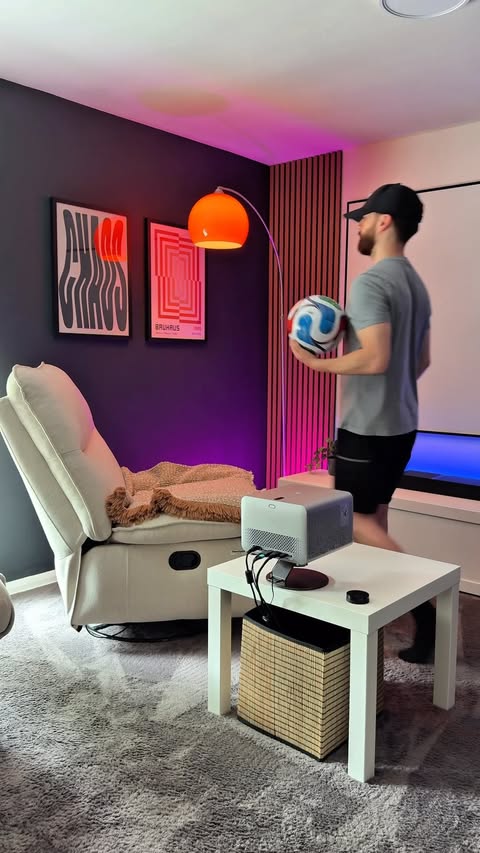 Instagram post by @zachs.space for BenQ. Caption reads: [...] add a projector to your setup. 😮‍💨 The....