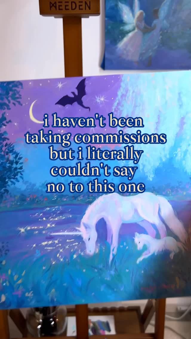 Instagram post by @erinkatearcher for MEEDEN ART. Caption reads: this easel is the h-frame in walnut from....