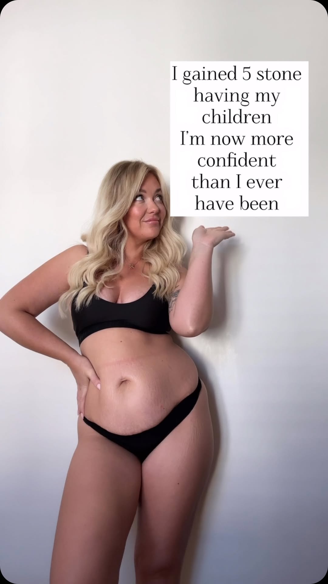 Instagram post by @thebodypositivemum for SENSTYLABLE. Caption reads: ✨I gained 5 stone I’m more happy now than I ever....