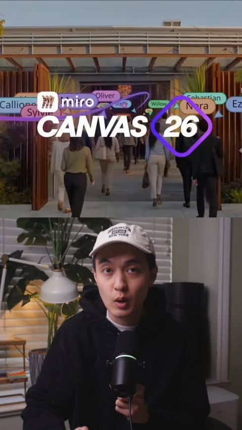 Instagram post by @devlearningcorner for Miro. Caption reads: [...] just watched the Canvas 26 livestream by....