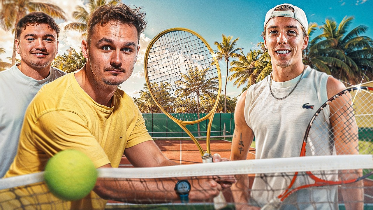 YouTube post by @DjaysonTV for Emma. Caption reads: I'M FACING A PROFESSIONAL TENNIS PLAYER! (He's....