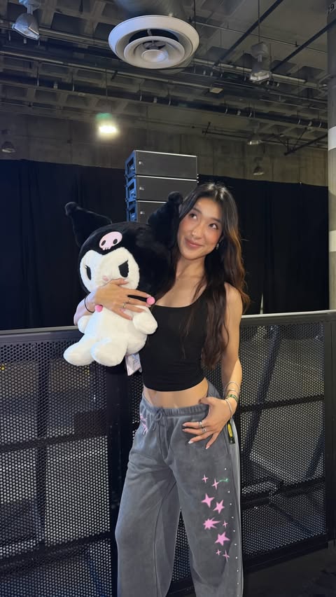 Instagram post by @emmezhou for Sanrio. Caption reads: [...] dream come true 🥹💜🌟 thank you sm @sanrio....