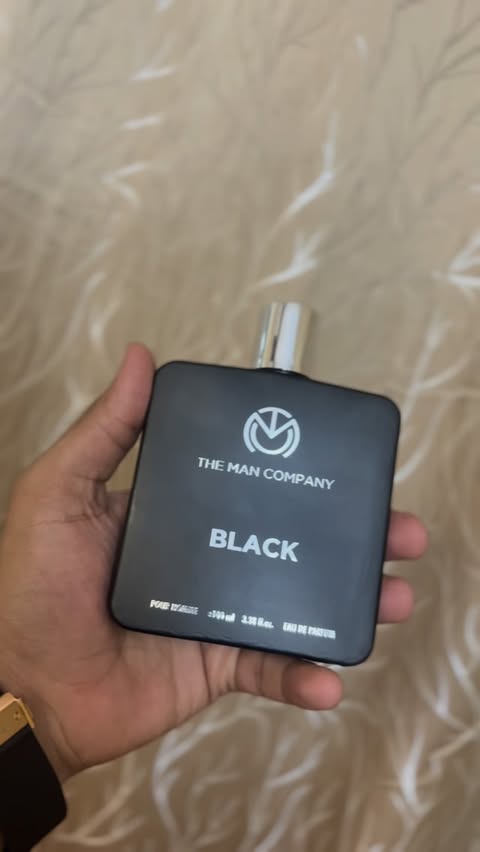 Instagram post by @harshitkumrah_ for The Man Company. Caption reads: [...] performance.

Perfume Black by The Man....