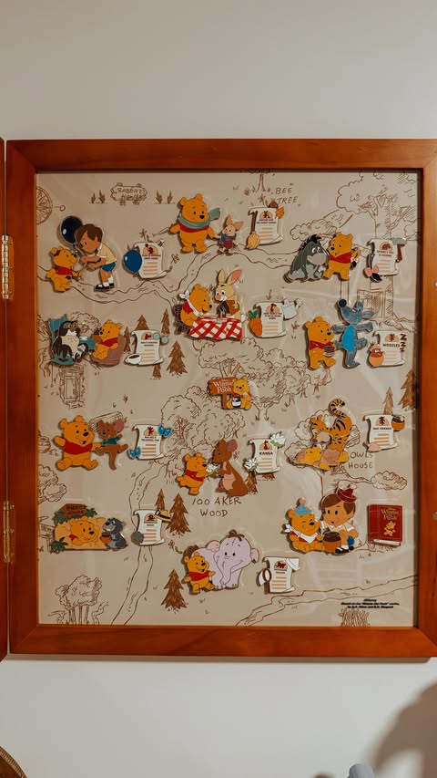 Instagram post by @blakespopnook for Disney Store. Caption reads: IT TOOK ME A YEAR TO COMPLETE THIS PIN SERIES! 🍯....