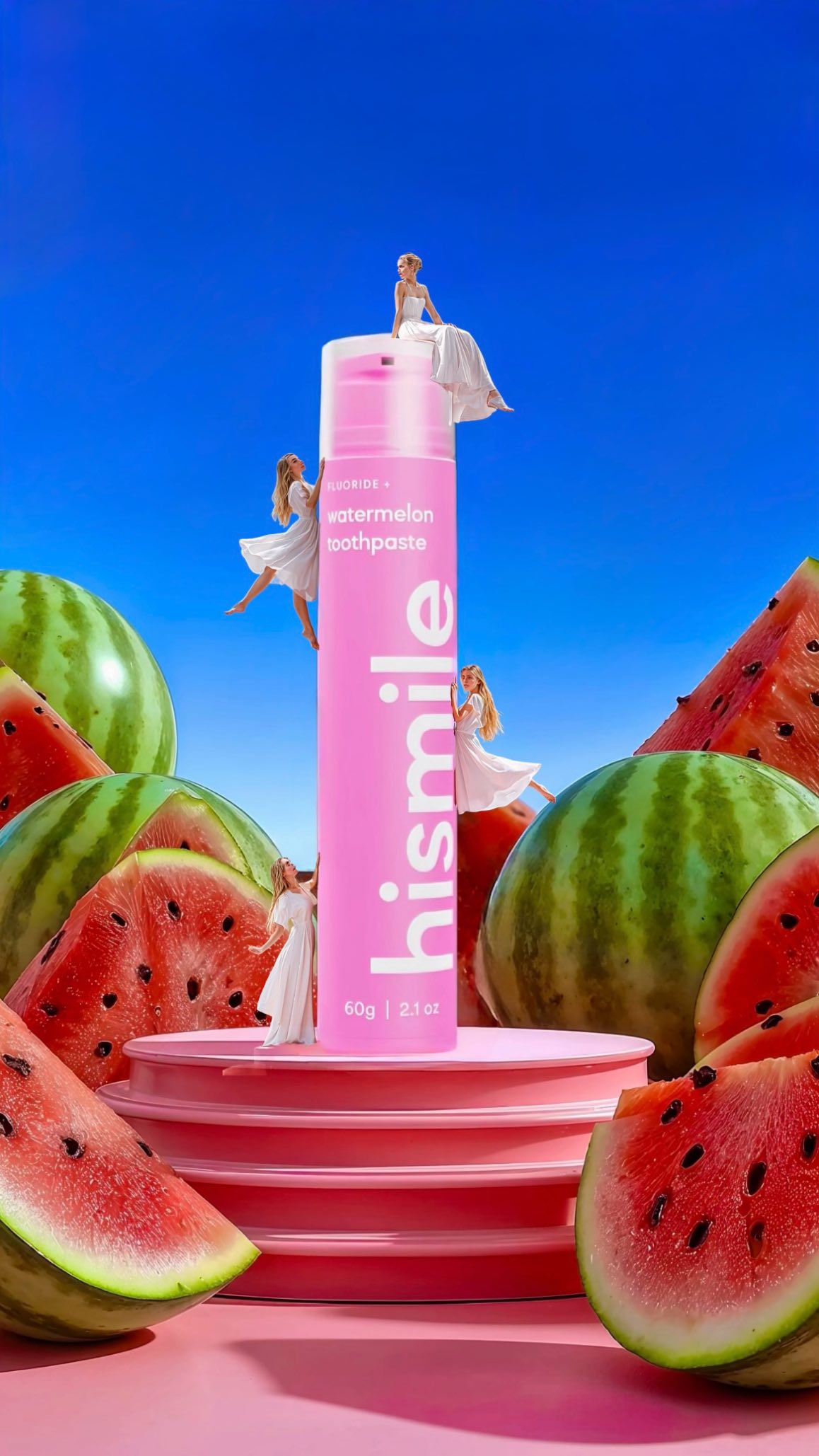 Instagram post by @mew_positivity for Hismile. Caption reads: POV: You just discovered watermelon belongs in....