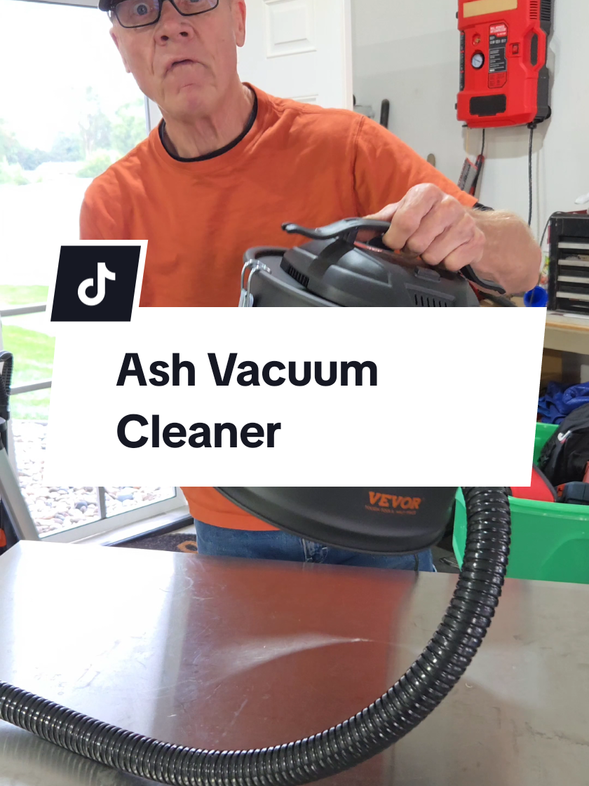 TikTok post by @tooladvisor for VEVOR. Caption reads: VEVOR Ash Vacuum Cleaner, 4 Gallon with 1200W....