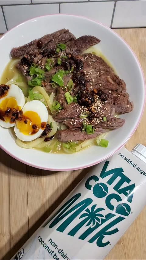 Instagram post by @judyannmi for Vita Coco. Caption reads: [...] Dairy-Free noodles at home. Featuring Vita....